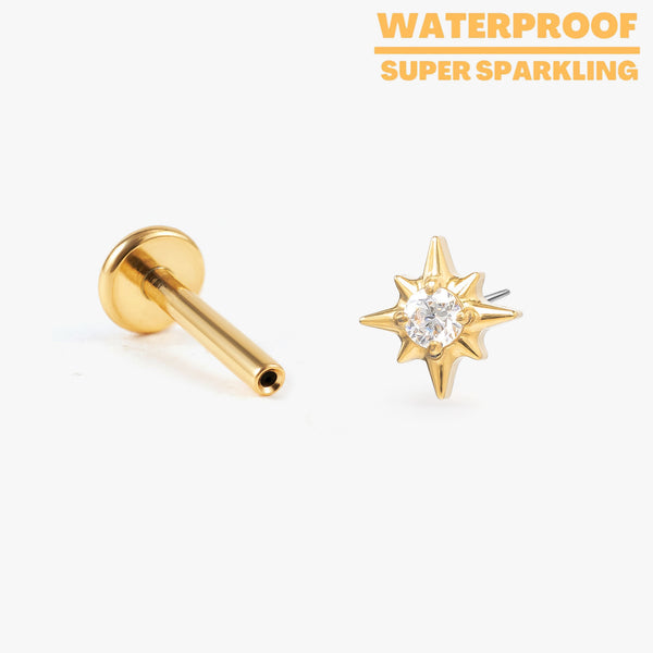 North Star flat back earring, sleep-friendly design